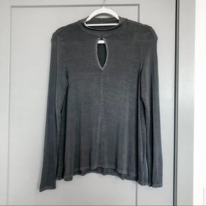 American Eagle Mock Neck Cut-Out Long Sleeve Top